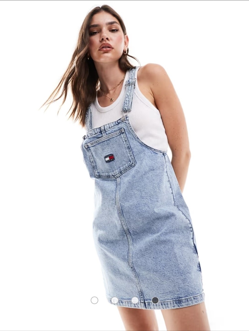 Nwt Tommy Jeans Sleeveless Overall Denim Mini Dress Women's Size XS Blue